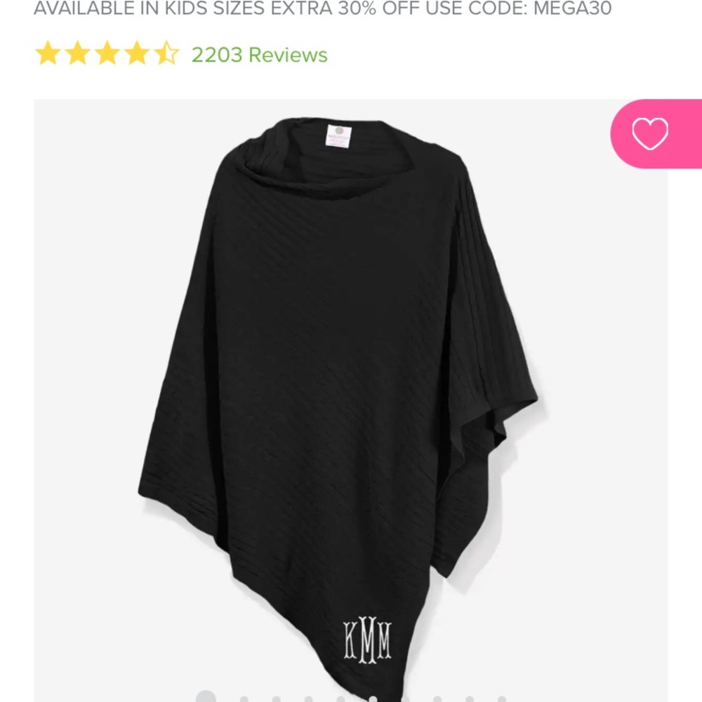 Marleylilly Black Poncho with initials LGS
